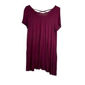 Mossimo Supply Co. Burgundy V-Neck Crisscross Back Dress XXL